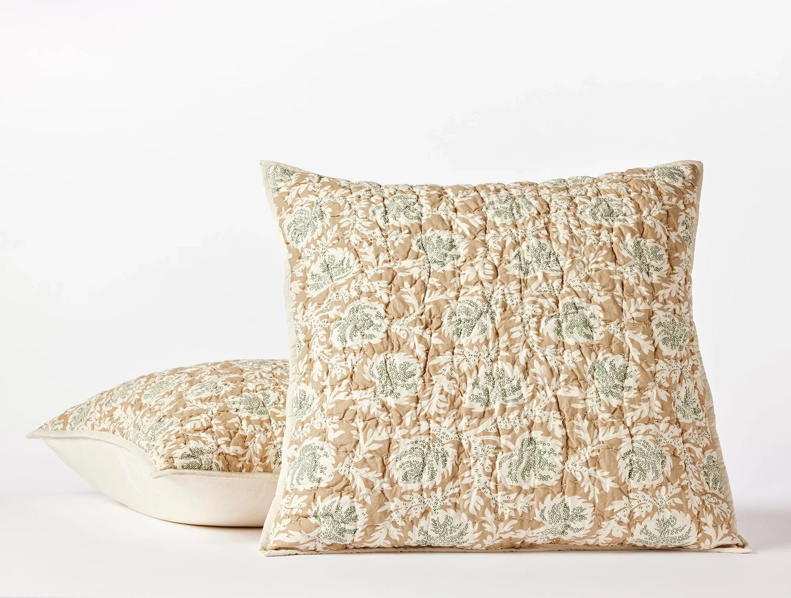 Coyuchi Sham - Euro Fawn w Juniper Robles Handstitched Organic Quilt