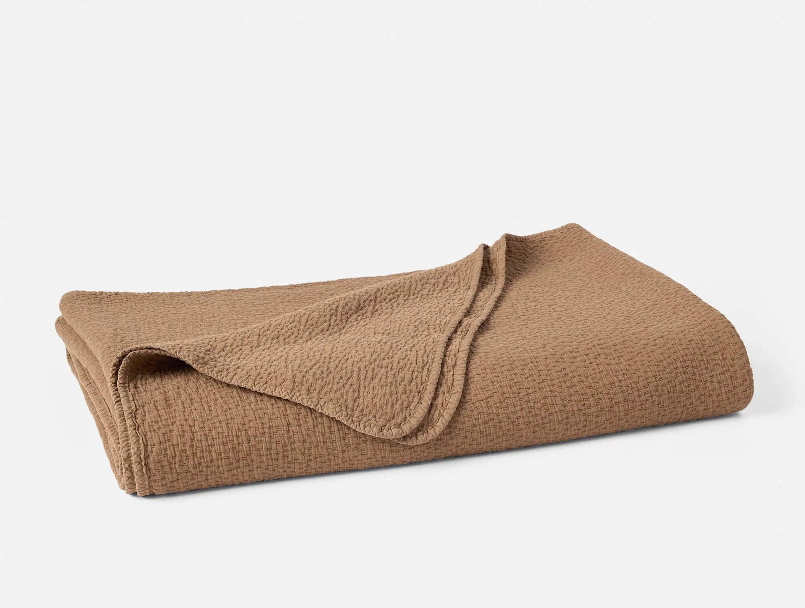 Coyuchi Full Queen Chestnut Cascade Organic Matelasse Blanket