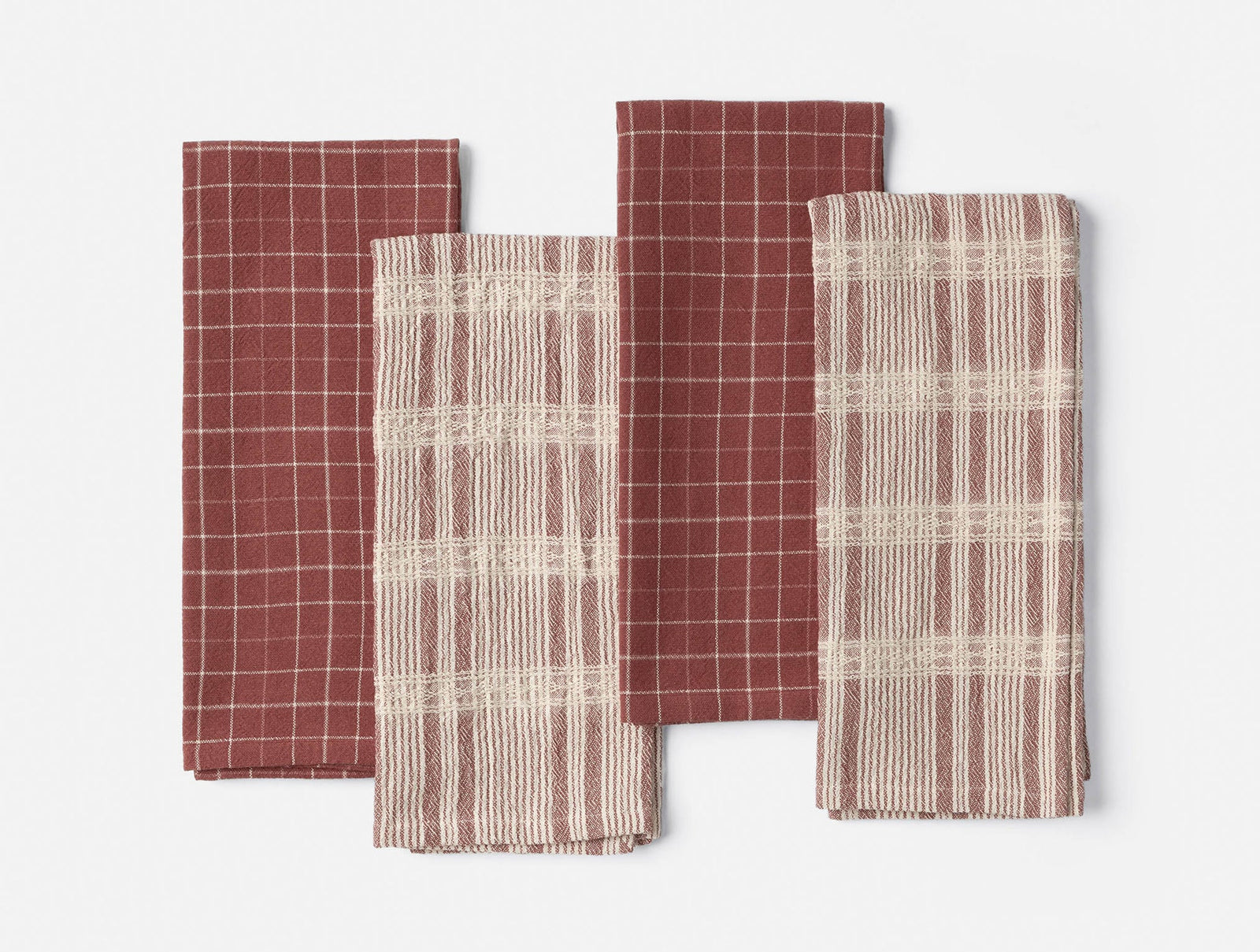 Coyuchi Garnet Clarendon Organic Kitchen Towels, Set of 4