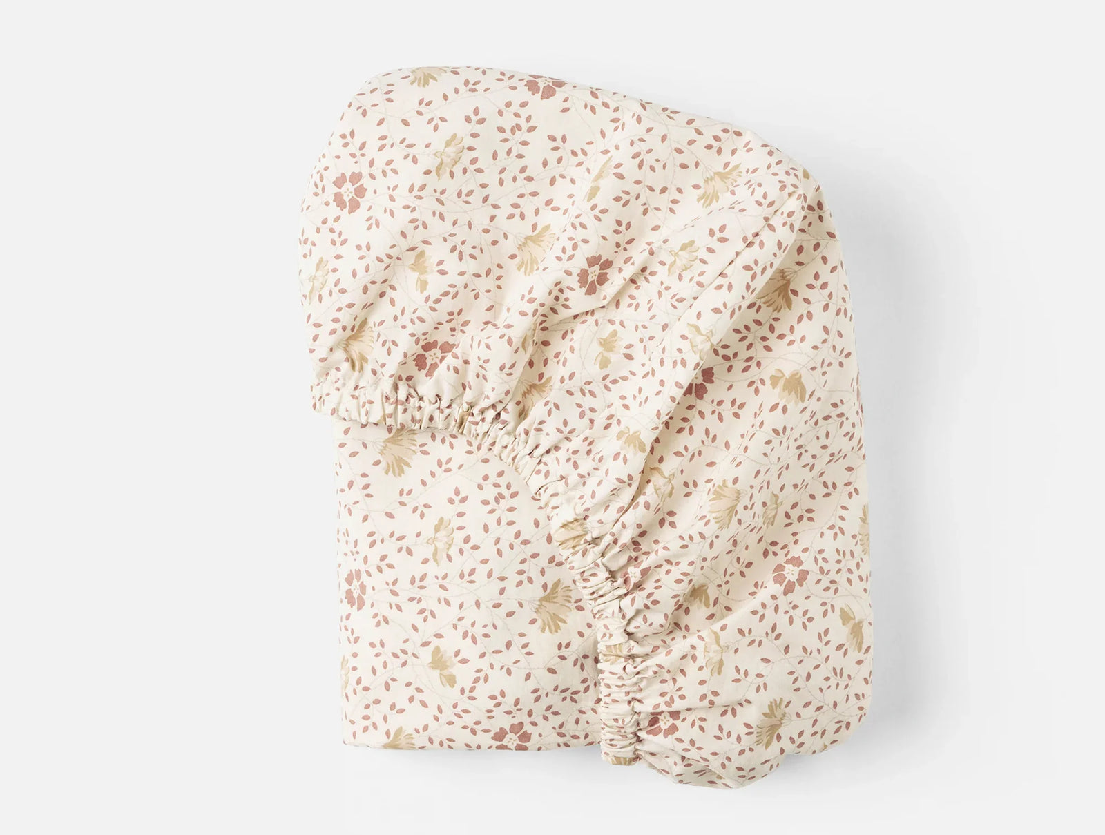 Coyuchi Praline Meadow Organic Crinkled Percale Crib Fitted Sheet