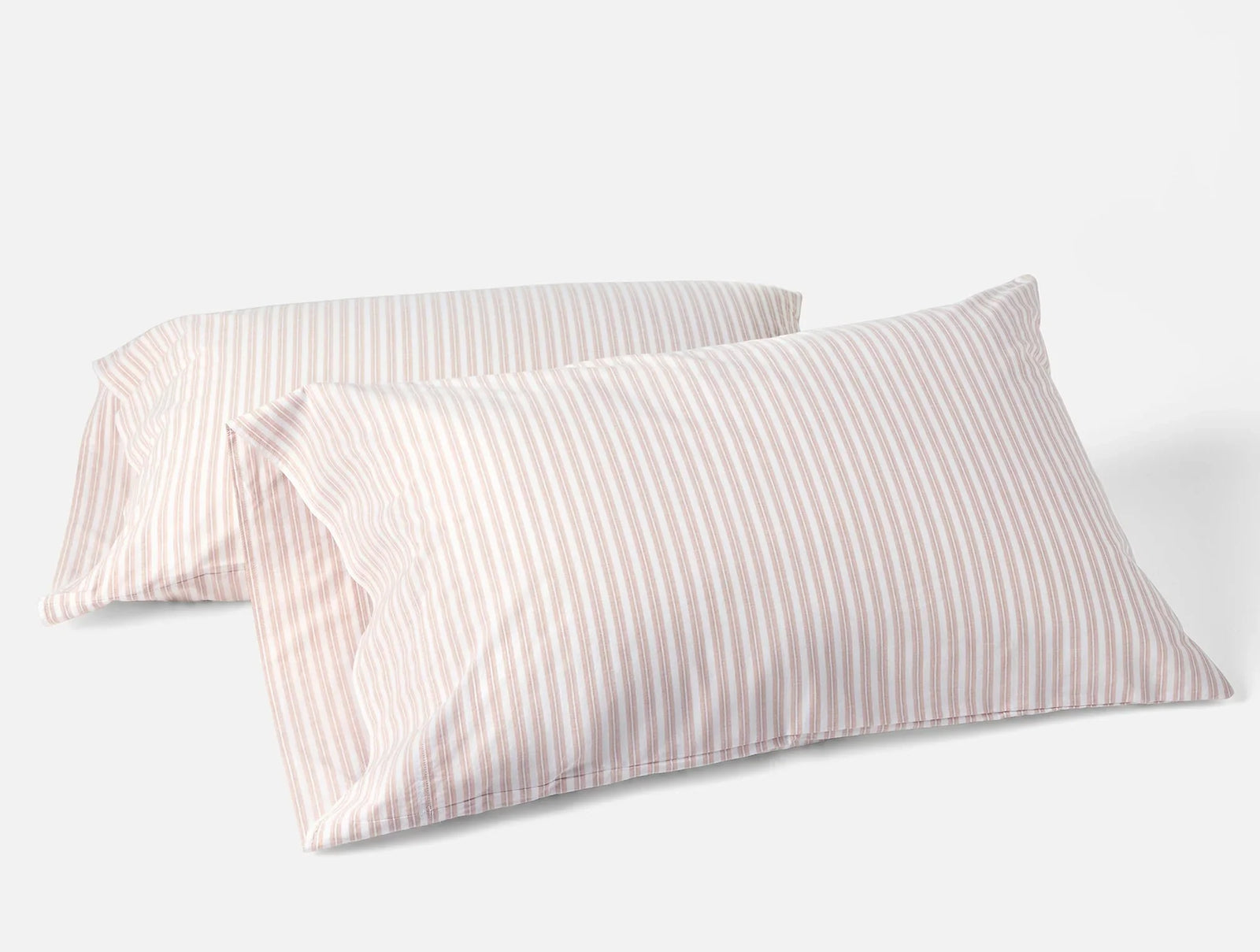 Coyuchi Standard Queen Pillowcase Set Praline Stripe Organic Crinkled Percale Sheet Set