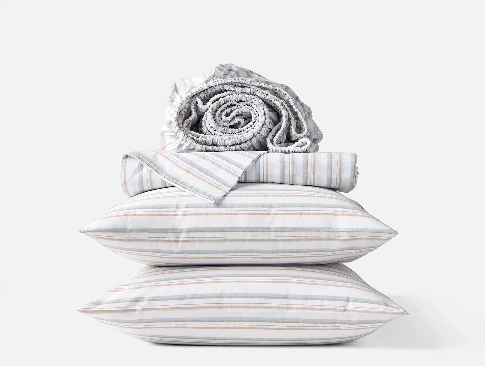 Coyuchi Surf Stripe Organic Crinkled Percale Sheet Set