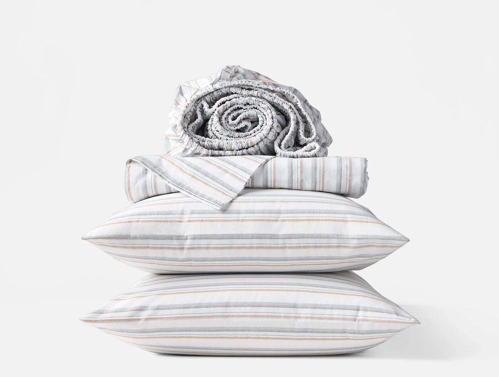 Coyuchi California King Surf Stripe Organic Crinkled Percale Sheet Set