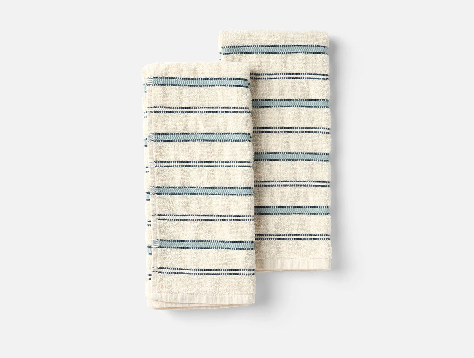 Coyuchi Undyed w Midnight Indigo Stripe Acacia Organic Hand Towel, Set of 2