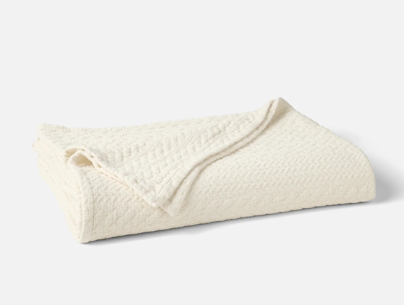 Coyuchi King Cal King Undyed Angeles Organic Matelasse Blanket