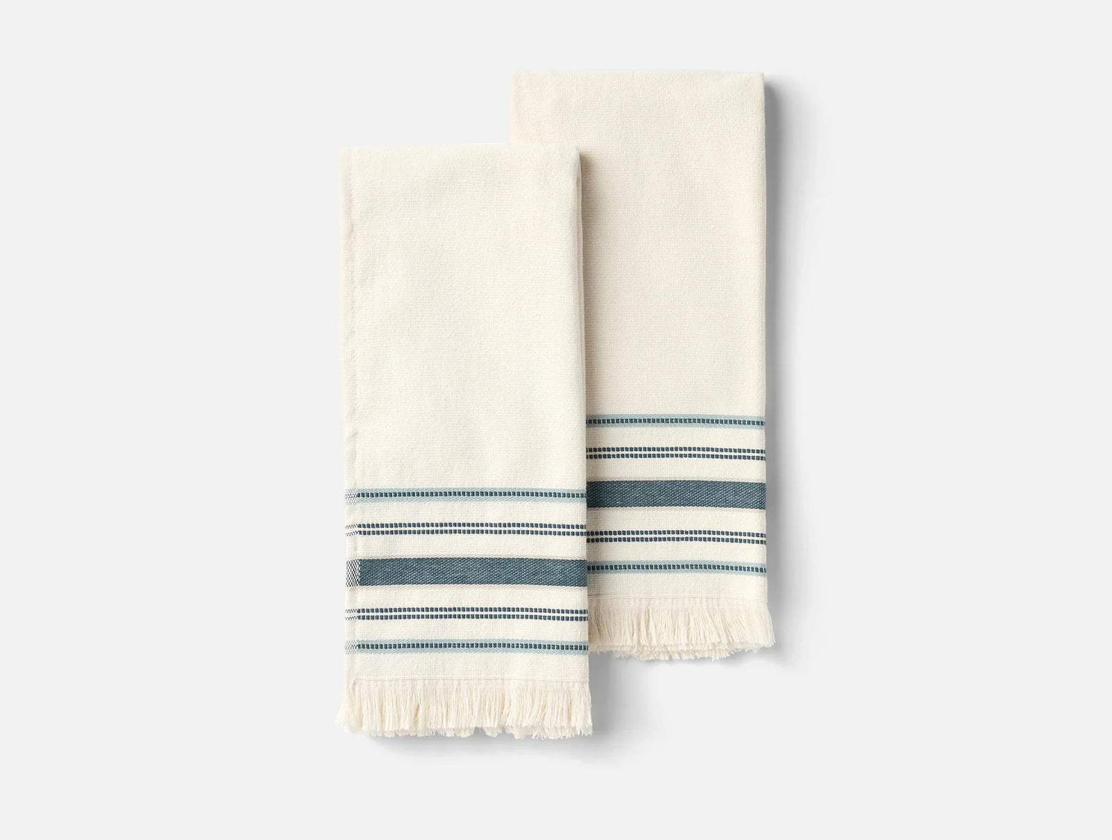 Coyuchi Undyed w Midnight Indigo Stripe Aptos Organic Hand Towel, Set of 2
