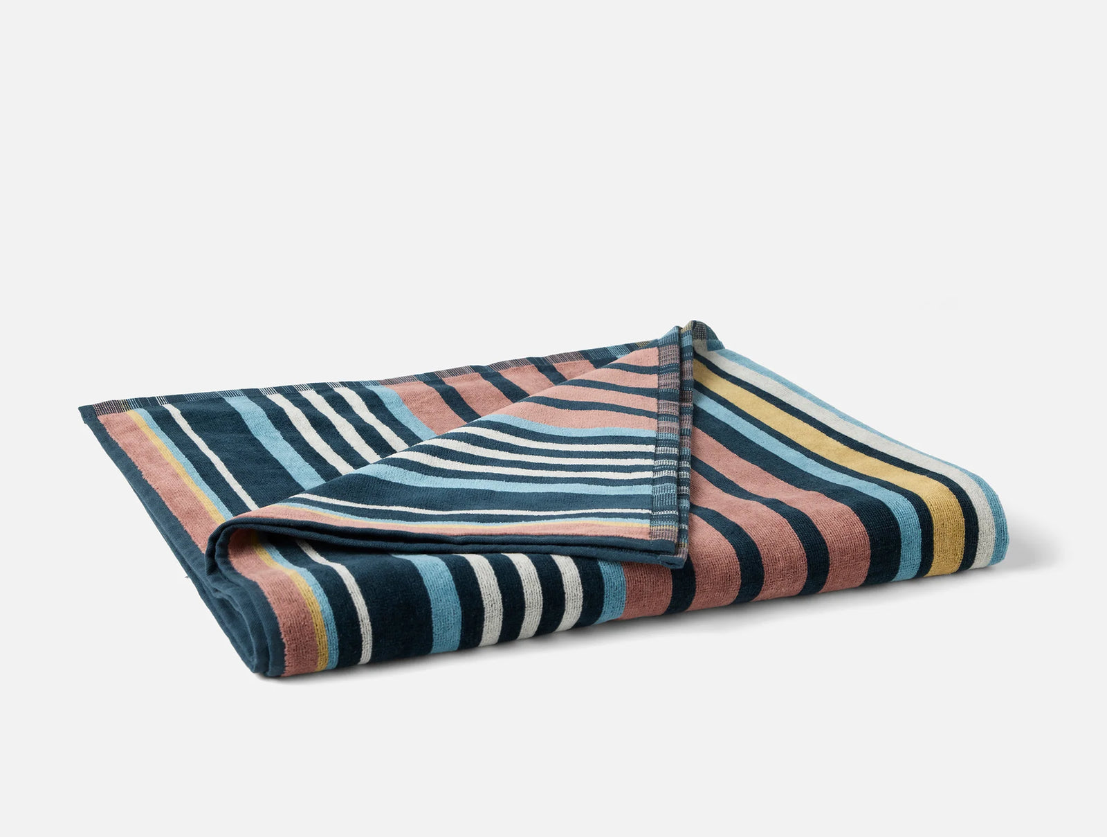 Coyuchi Midnight Indigo Stripe Dawn Stripe Organic Beach Towel