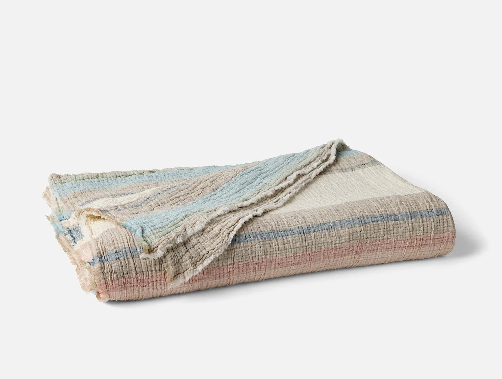 Coyuchi Dusk Stripe Topanga Organic Matelasse Blanket