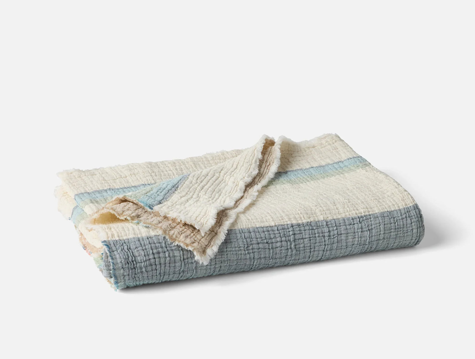 Coyuchi Throw Dusk Stripe Topanga Organic Matelasse Blanket