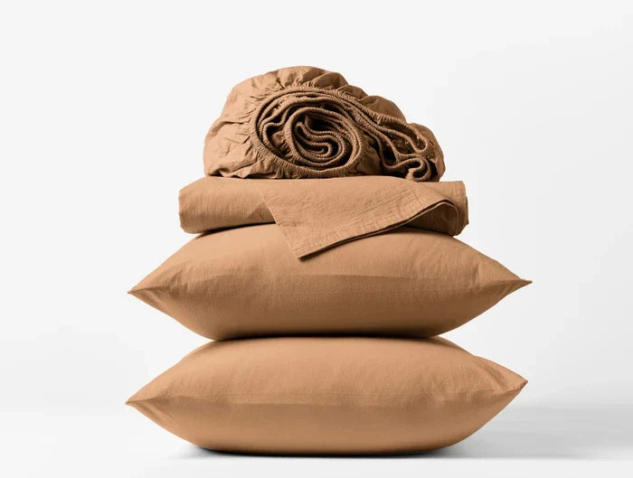 Coyuchi Ginger Organic Crinkled Percale Sheet Set