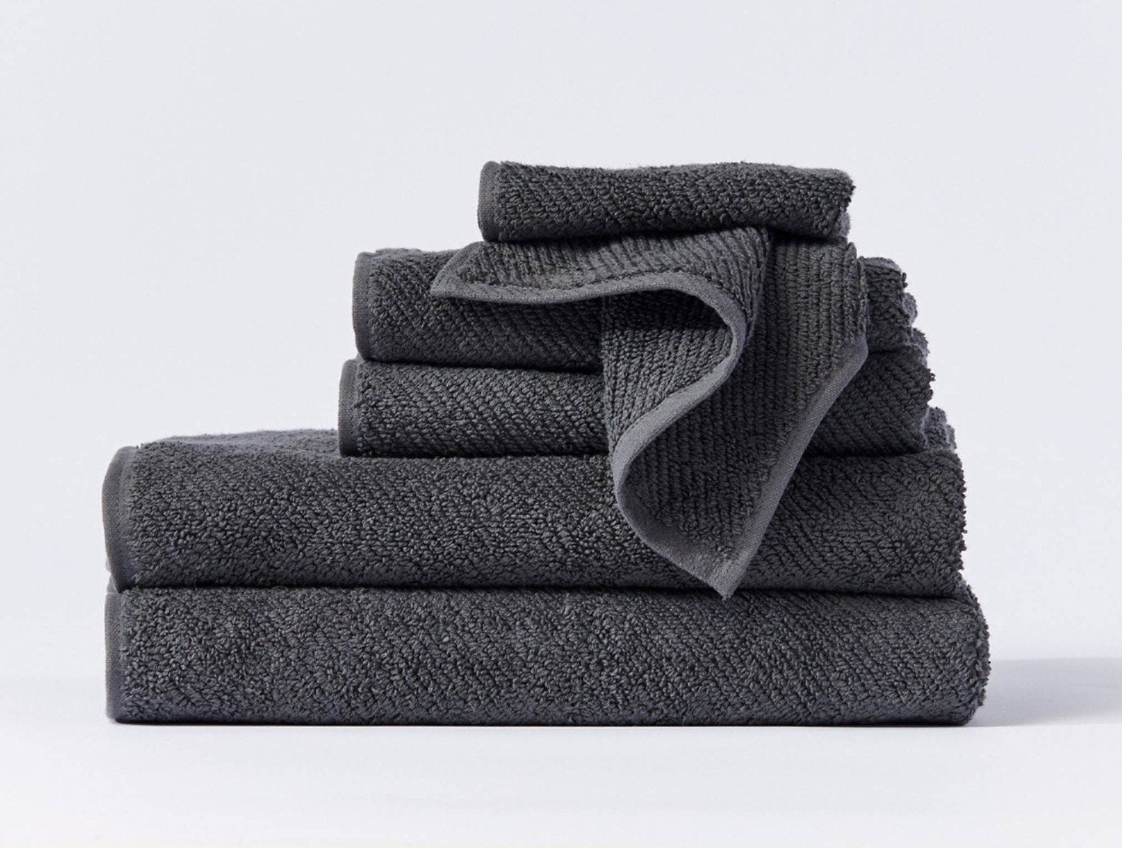 Coyuchi Towel Set - 6 Shadow Air Weight Organic Towels & Bath Mats