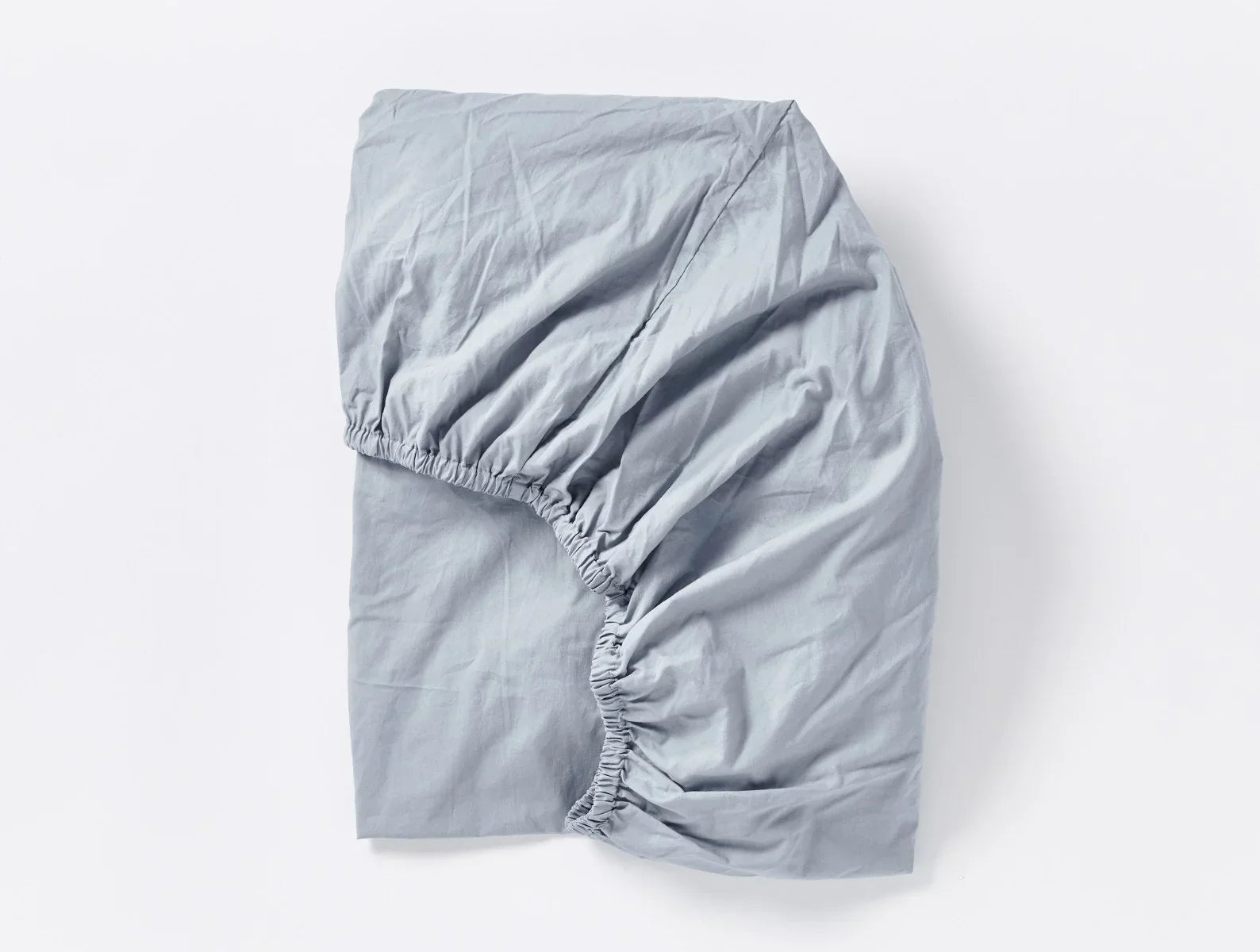 Coyuchi Steel Blue Organic Crinkled Percale Crib Fitted Sheet