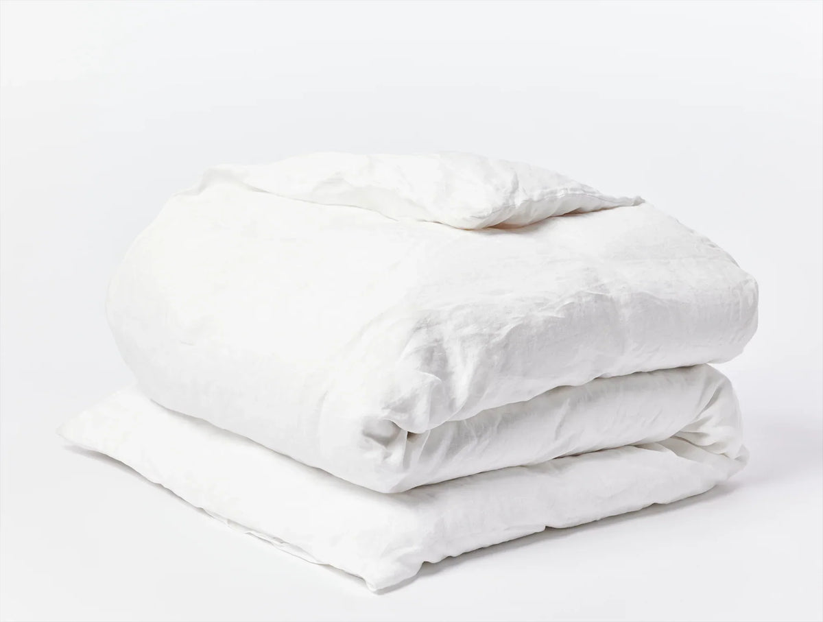 Coyuchi Full Queen Alpine White Organic Relaxed Linen Duvet Cover