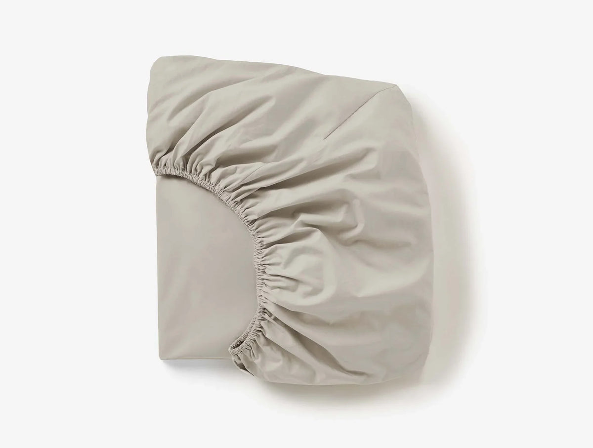 Coyuchi Stone Refined Organic Percale Fitted Sheet