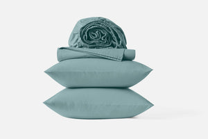 Coyuchi Pacific Blue Refined Organic Percale Sheet Set