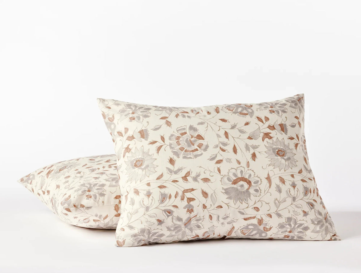 Coyuchi King Sham Undyed w Sedona Coyuchi + Rejuvination Flora Organic Print Duvet Cover