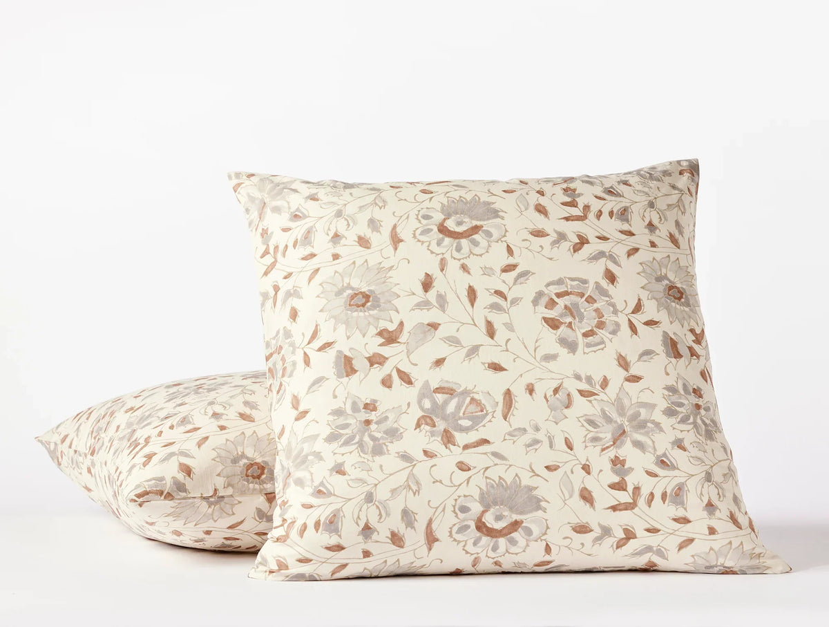 Coyuchi Euro Sham Undyed w Sedona Coyuchi + Rejuvination Flora Organic Print Duvet Cover