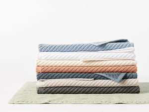 Coyuchi Twill Bath Mat Stone Blue Air Weight Organic Towels & Bath Mats