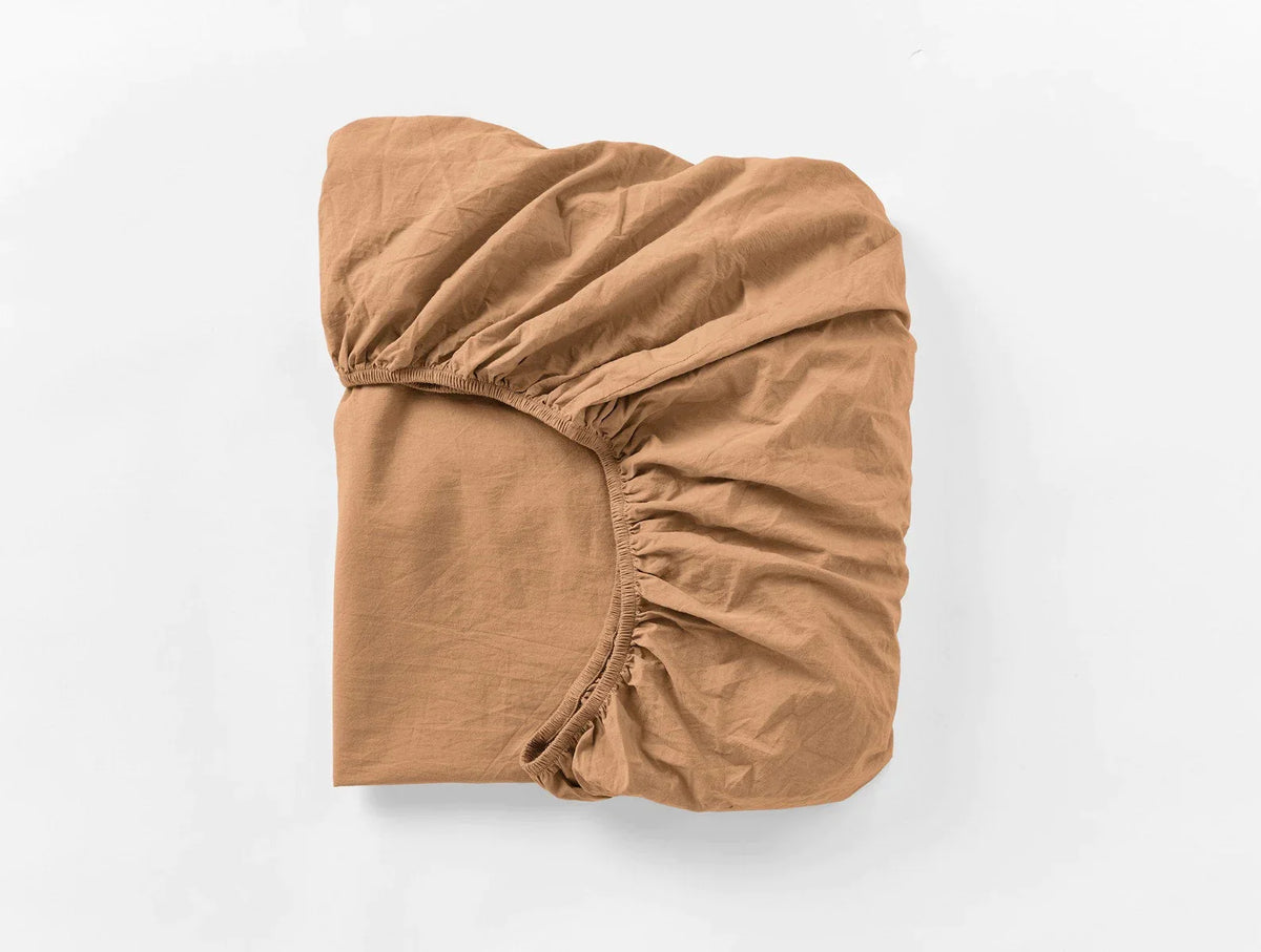 Coyuchi Ginger Organic Crinkled Percale Fitted Sheet