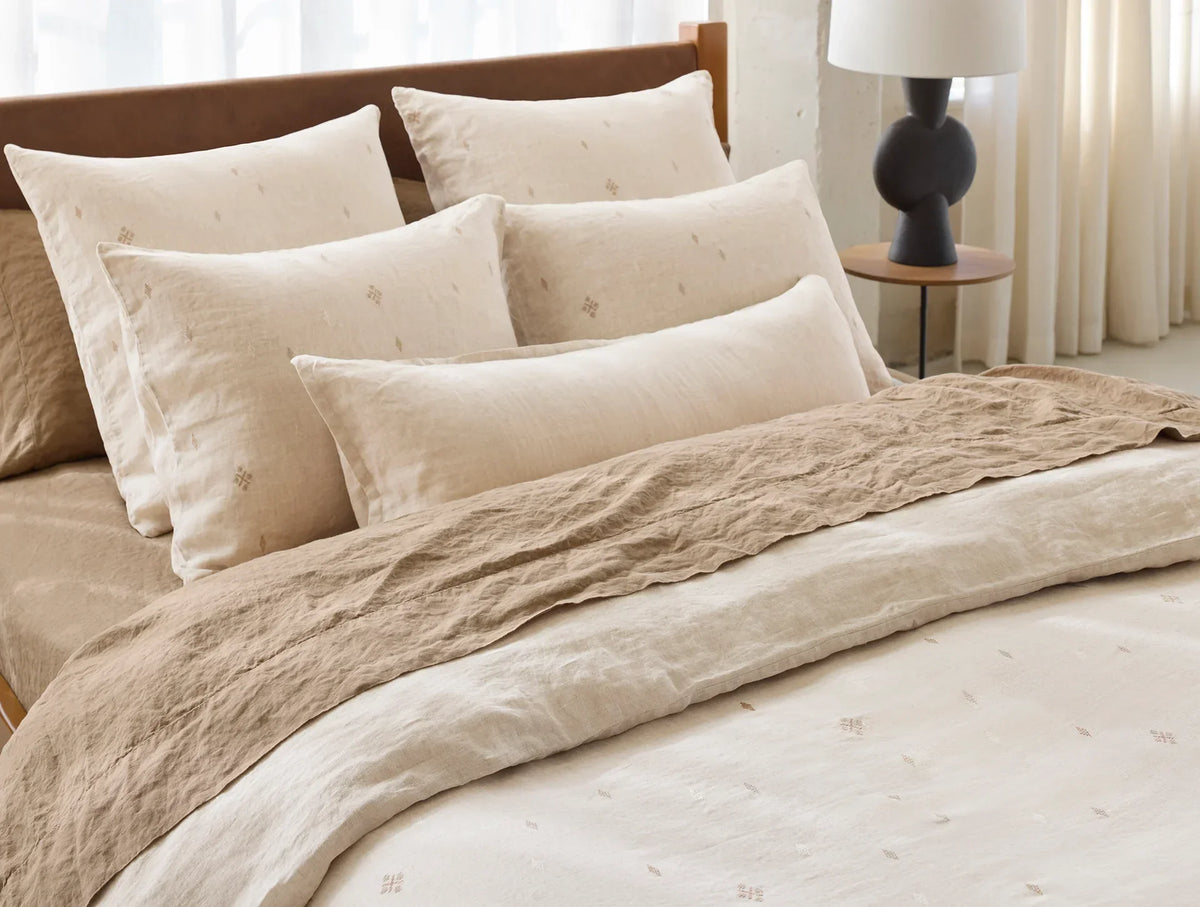 Coyuchi Cambria Embroidered Organic Linen Duvet Cover
