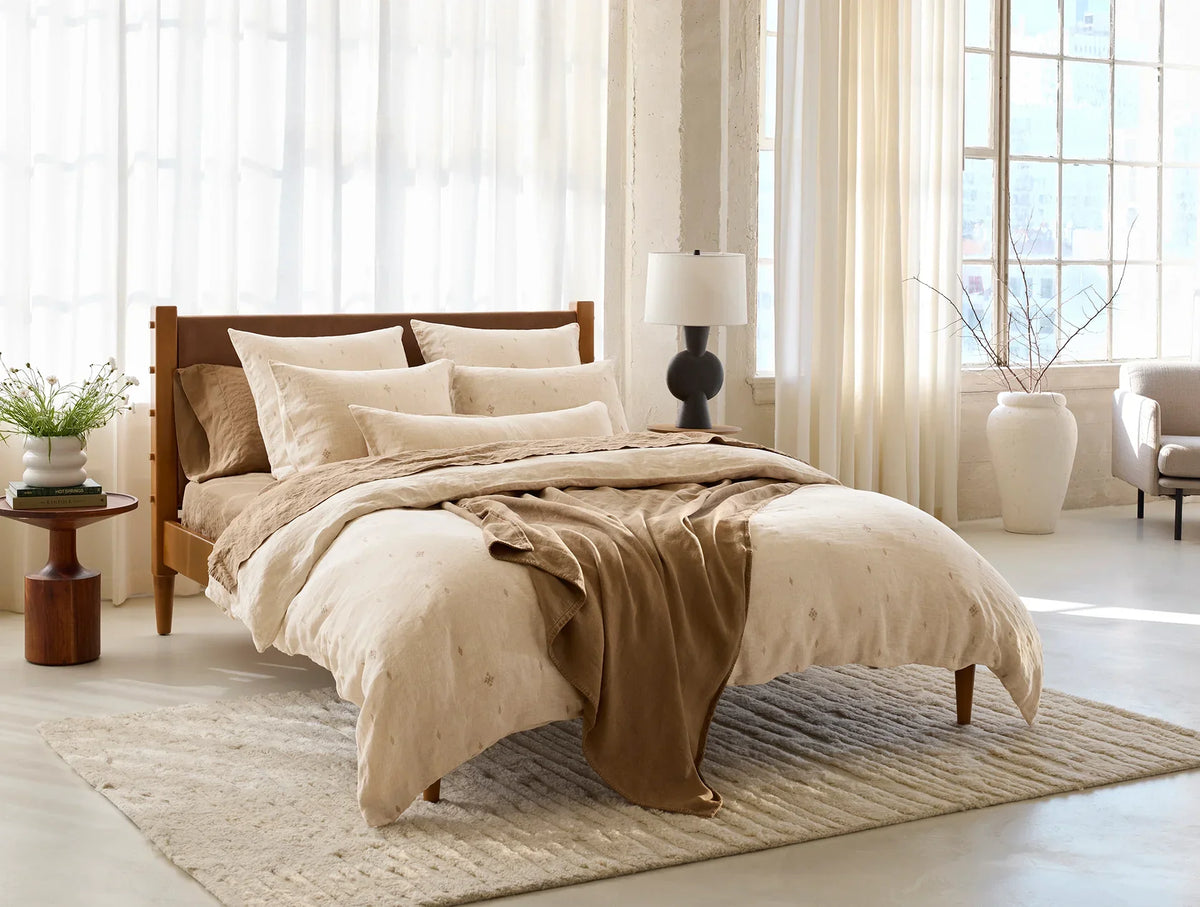 Coyuchi Cambria Embroidered Organic Linen Duvet Cover