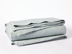 Coyuchi Surf Chambray Channel Handstitched Organic Quilt