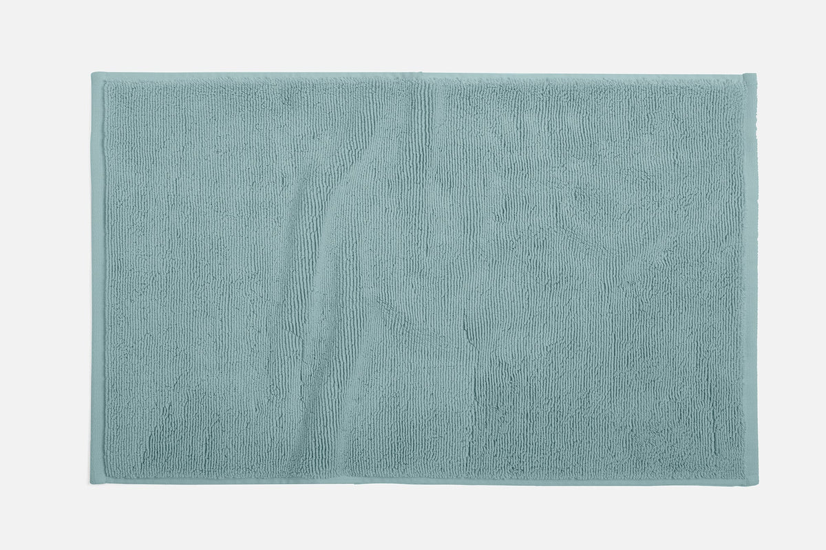 Coyuchi Bath Mat 19&quot; x 32&quot; Pacific Blue Cloud Loom Organic Towels &amp; Bath Mat