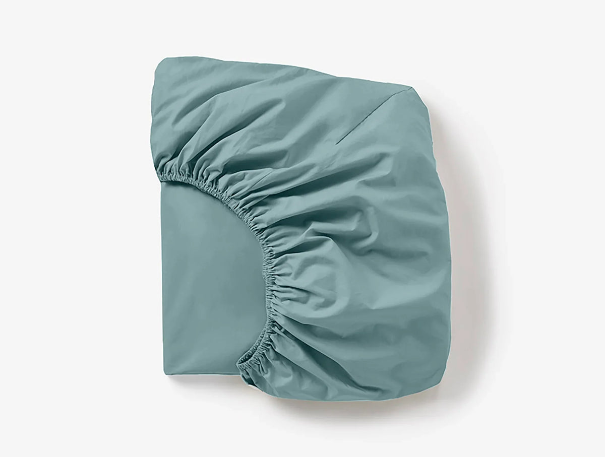 Coyuchi Twin Pacific Blue Cloud Soft Organic Sateen Fitted Sheet