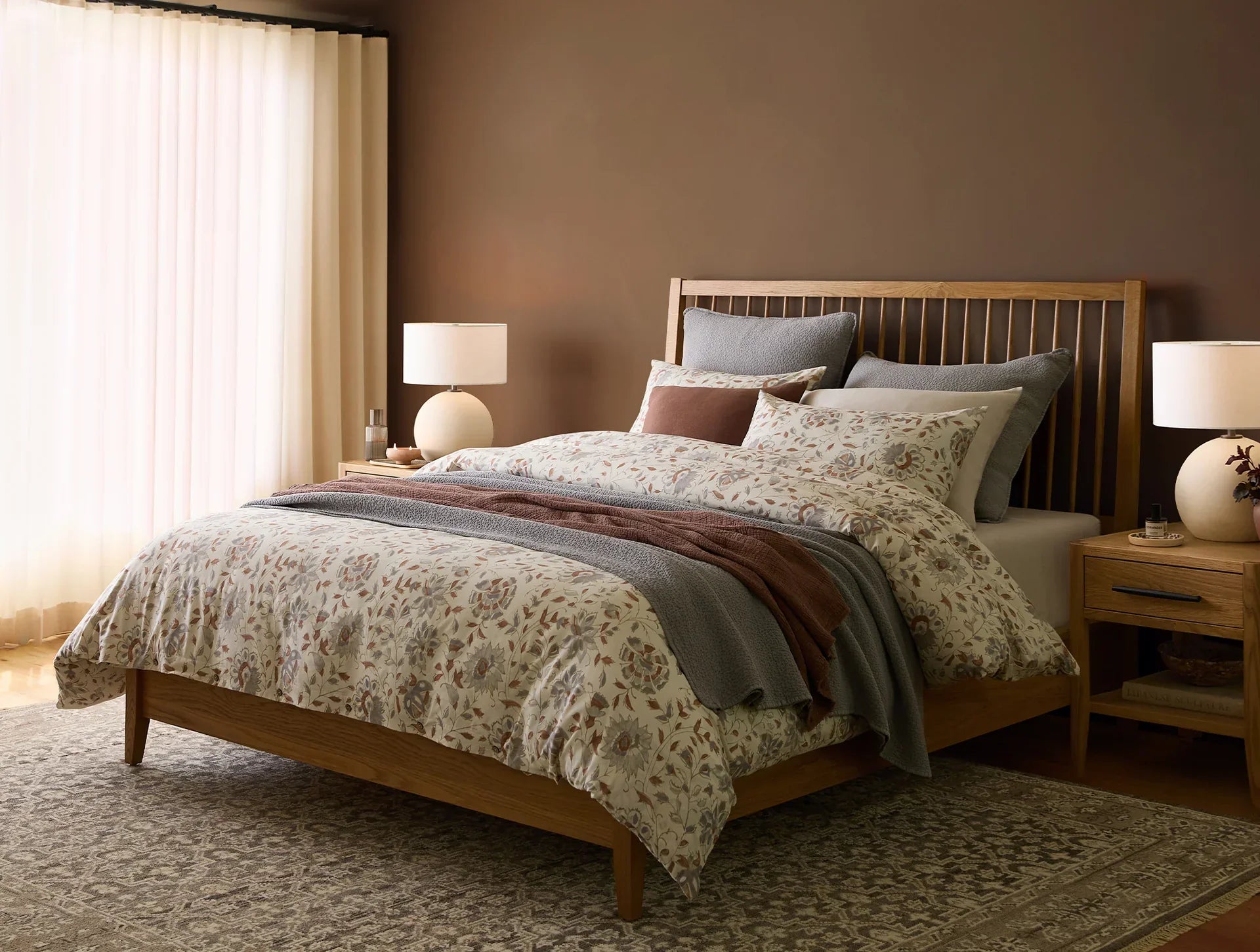 Coyuchi Undyed w Sedona Coyuchi + Rejuvination Flora Organic Print Duvet Cover