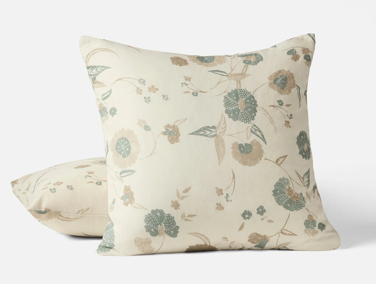 Coyuchi Sham- Euro Natural w Surf Aurora Print Duvet Cover