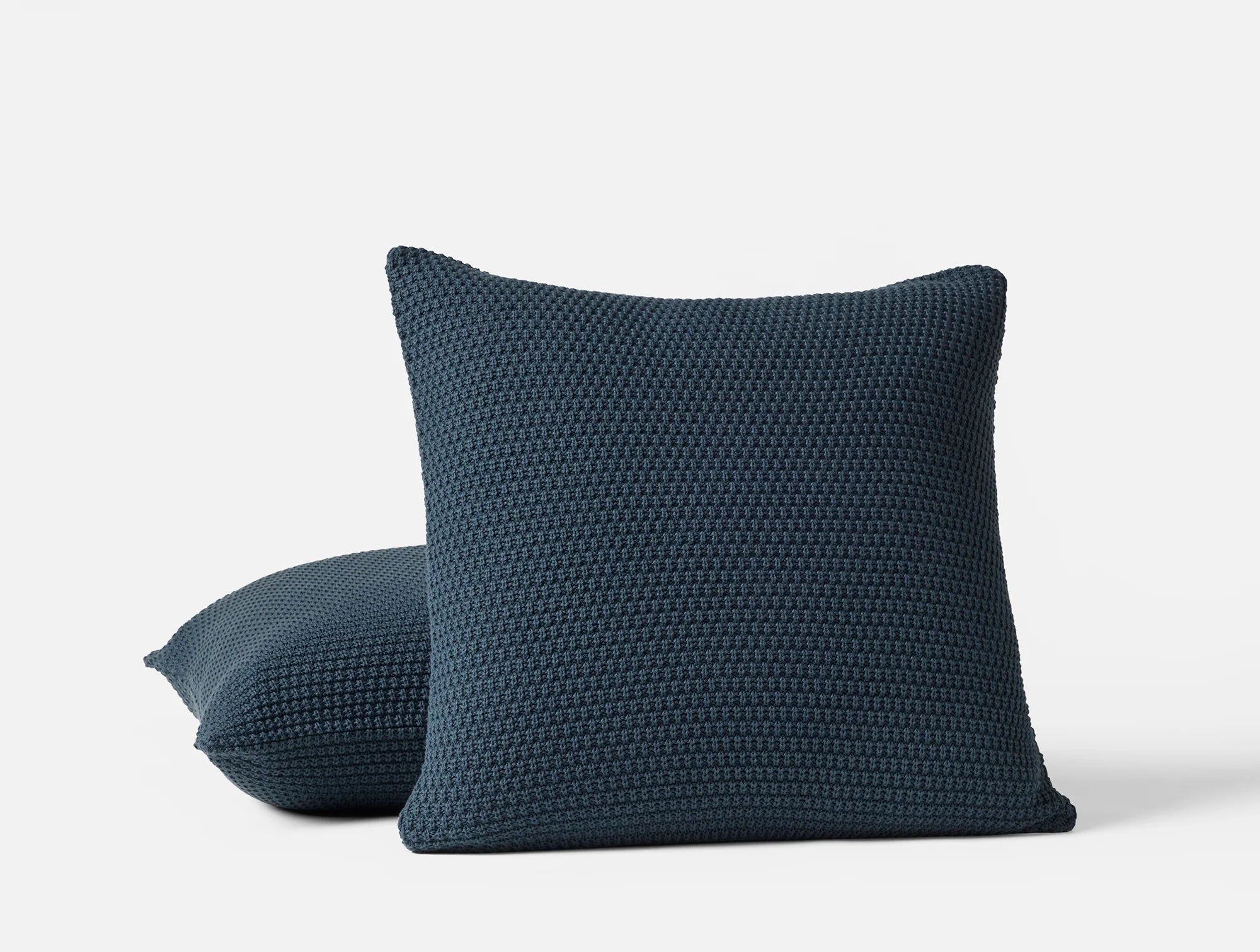 Coyuchi Twilight Blue Avalon Organic Knit Decorative Pillow Cover