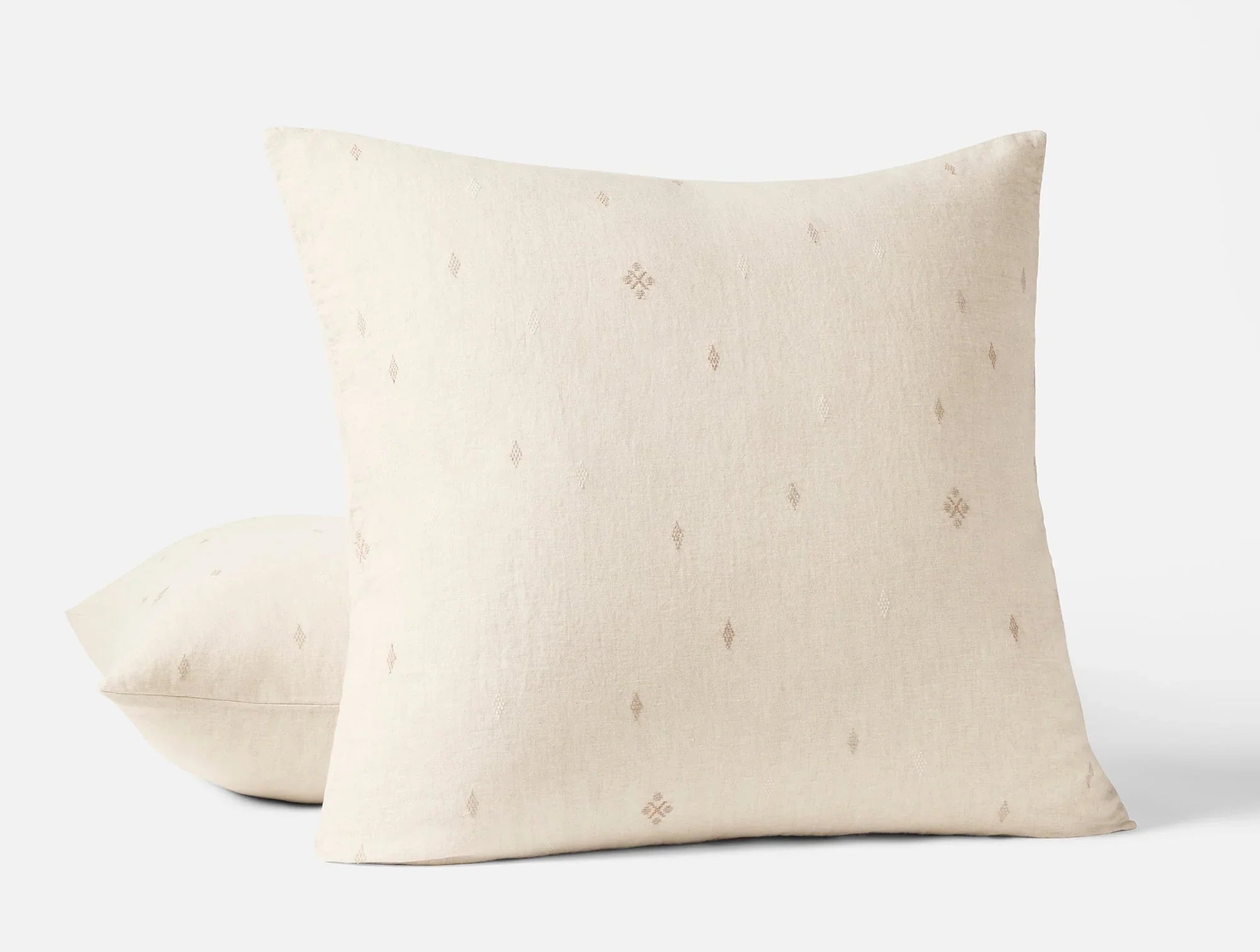 Coyuchi Sham - Euro Natural Chambray w Multi Cambria Embroidered Organic Linen Duvet Cover