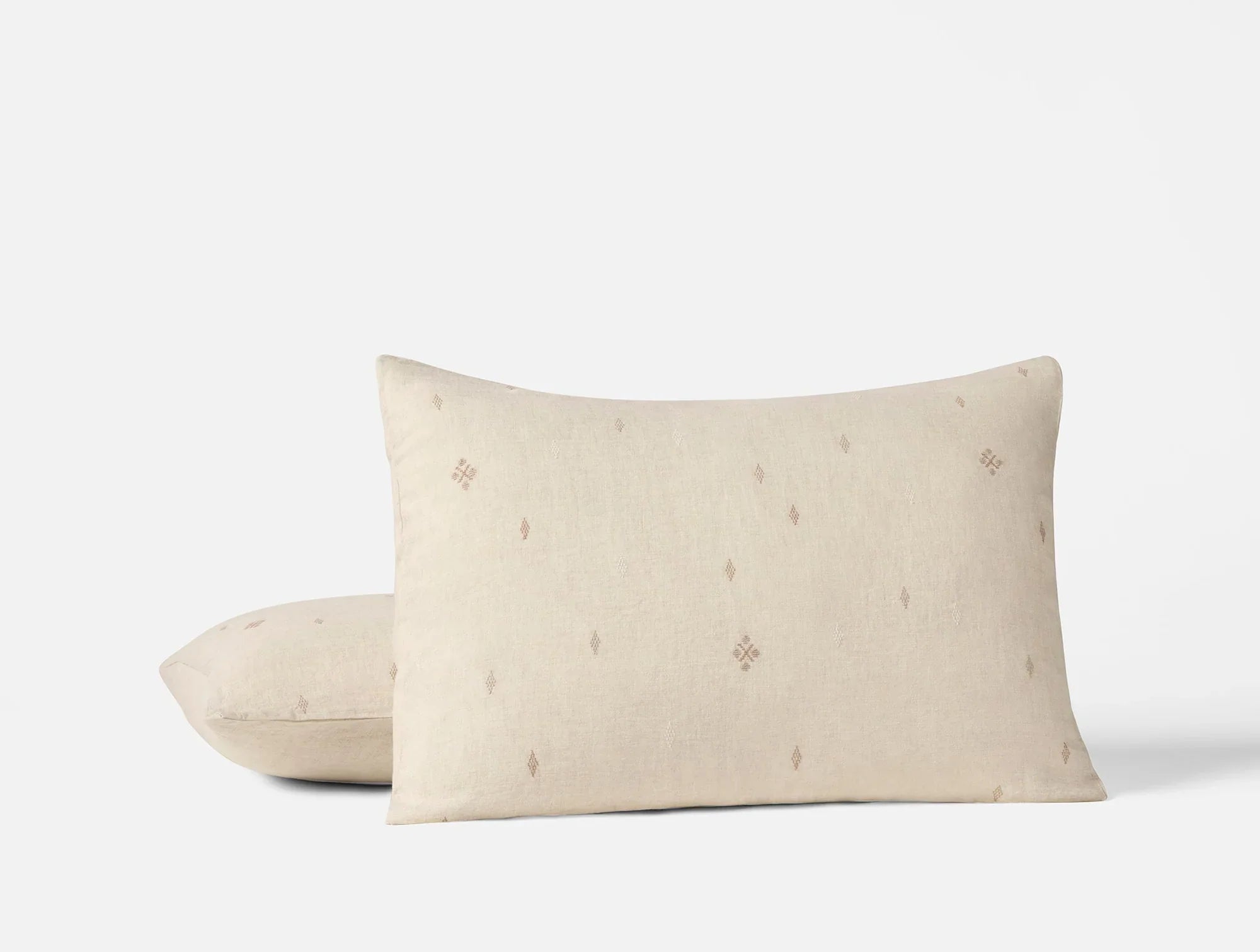 Coyuchi Sham - Standard Natural Chambray w Multi Cambria Embroidered Organic Linen Duvet Cover
