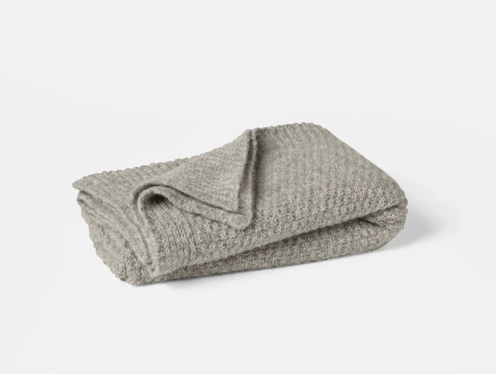 Coyuchi Throw Gray Heather Cordillera Alpaca Cotton Knit Throw