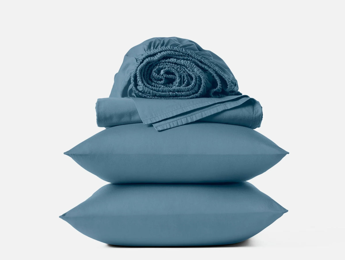 Coyuchi King Cerulean Classic Organic Sateen Sheet Set