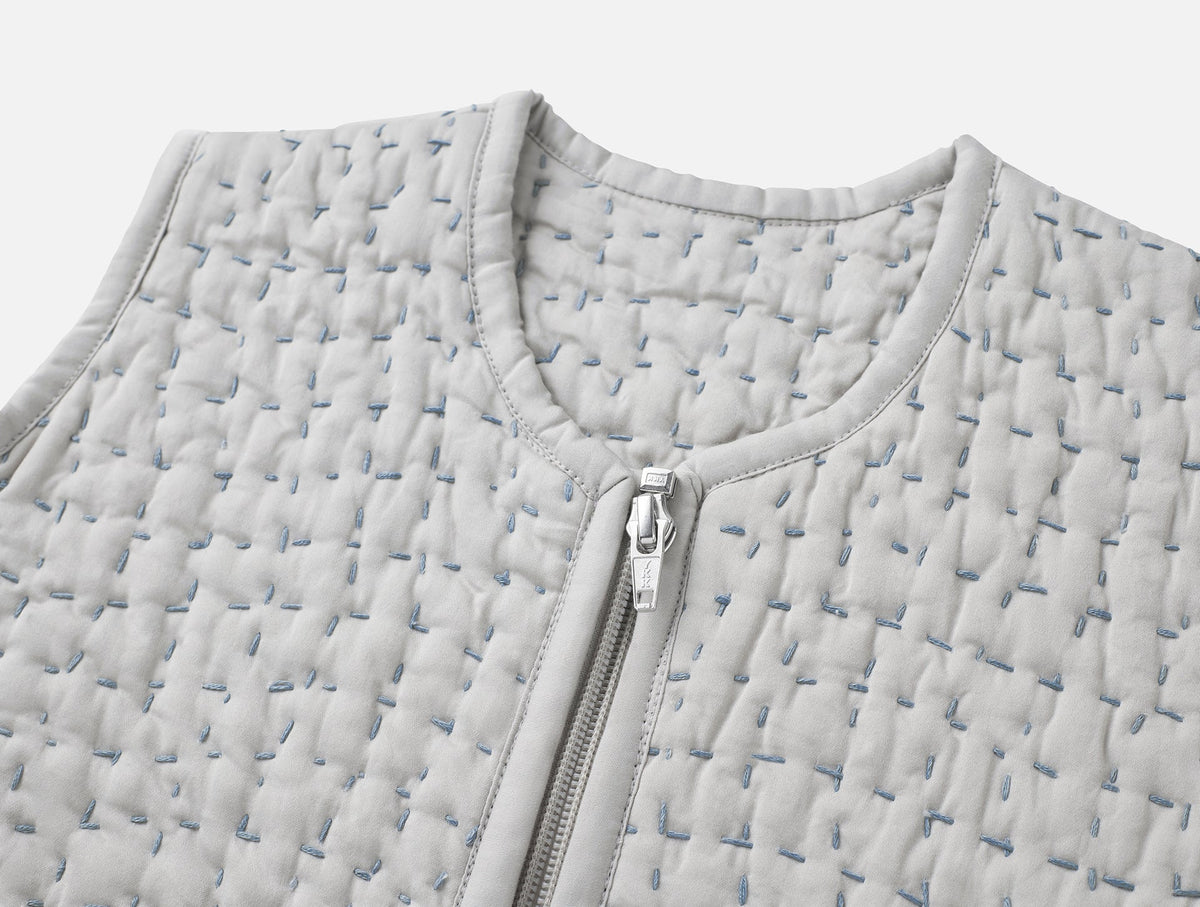 Coyuchi Pale Gray w Cools Pebbled Handstitched Organic Snuggle Sack