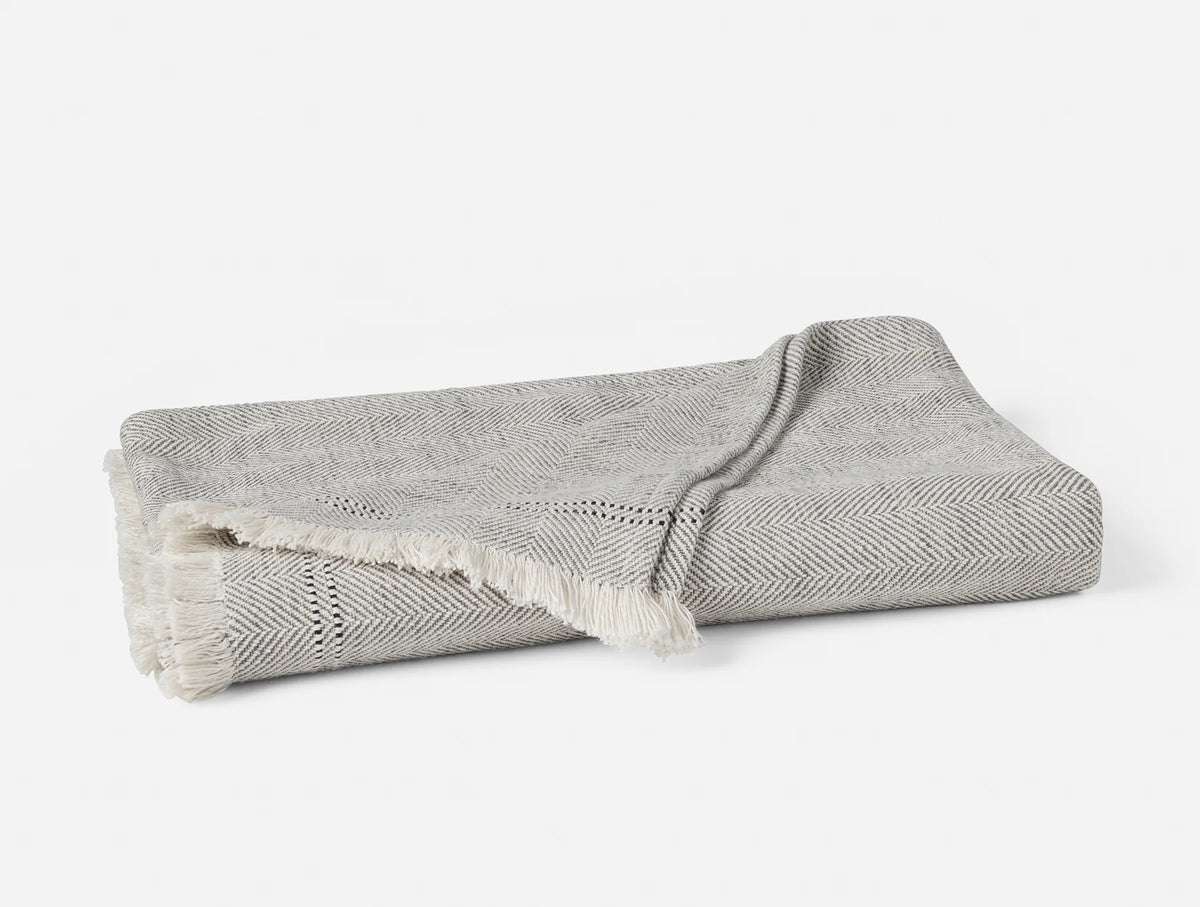 Coyuchi Graphite Herringbone Canyon Organic Throw