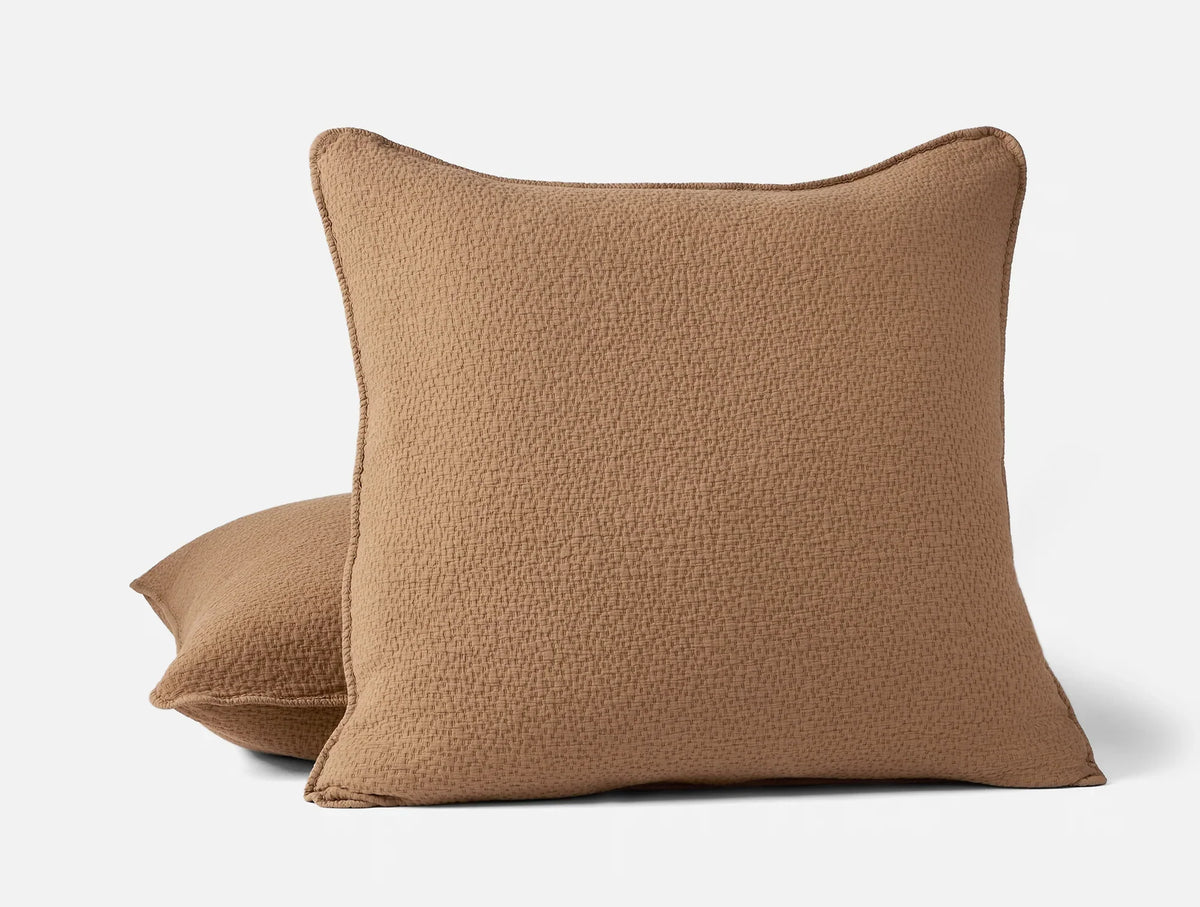 Coyuchi Euro Sham Chestnut Cascade Organic Matelasse Blanket