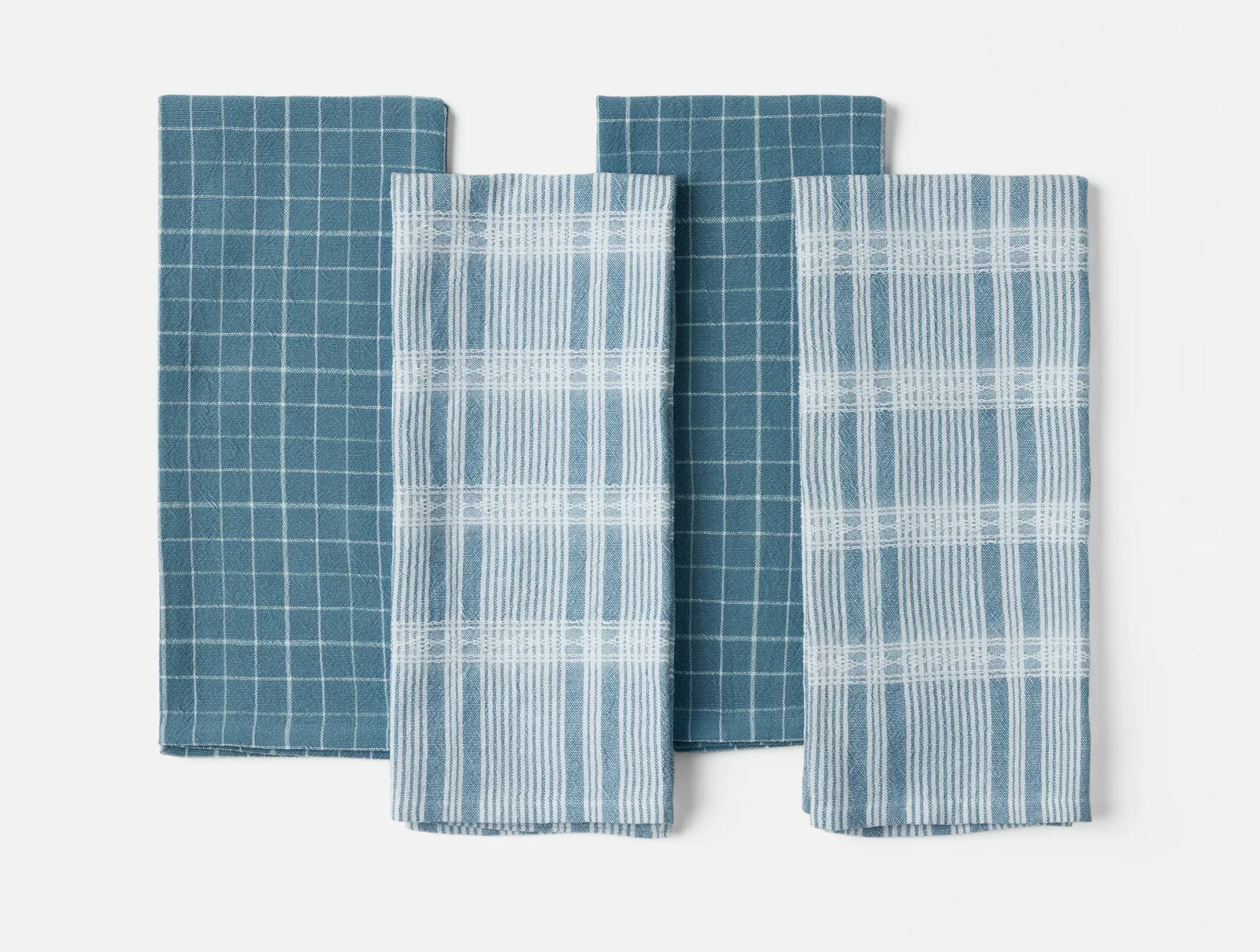 Coyuchi Cerulean Clarendon Organic Kitchen Towels, Set of 4