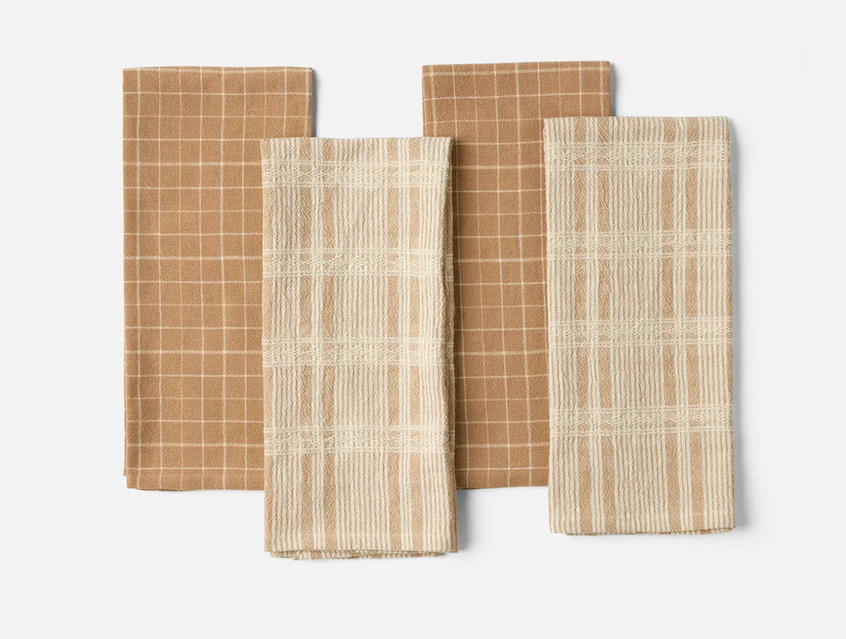 Coyuchi Ginger Clarendon Organic Kitchen Towels, Set of 4