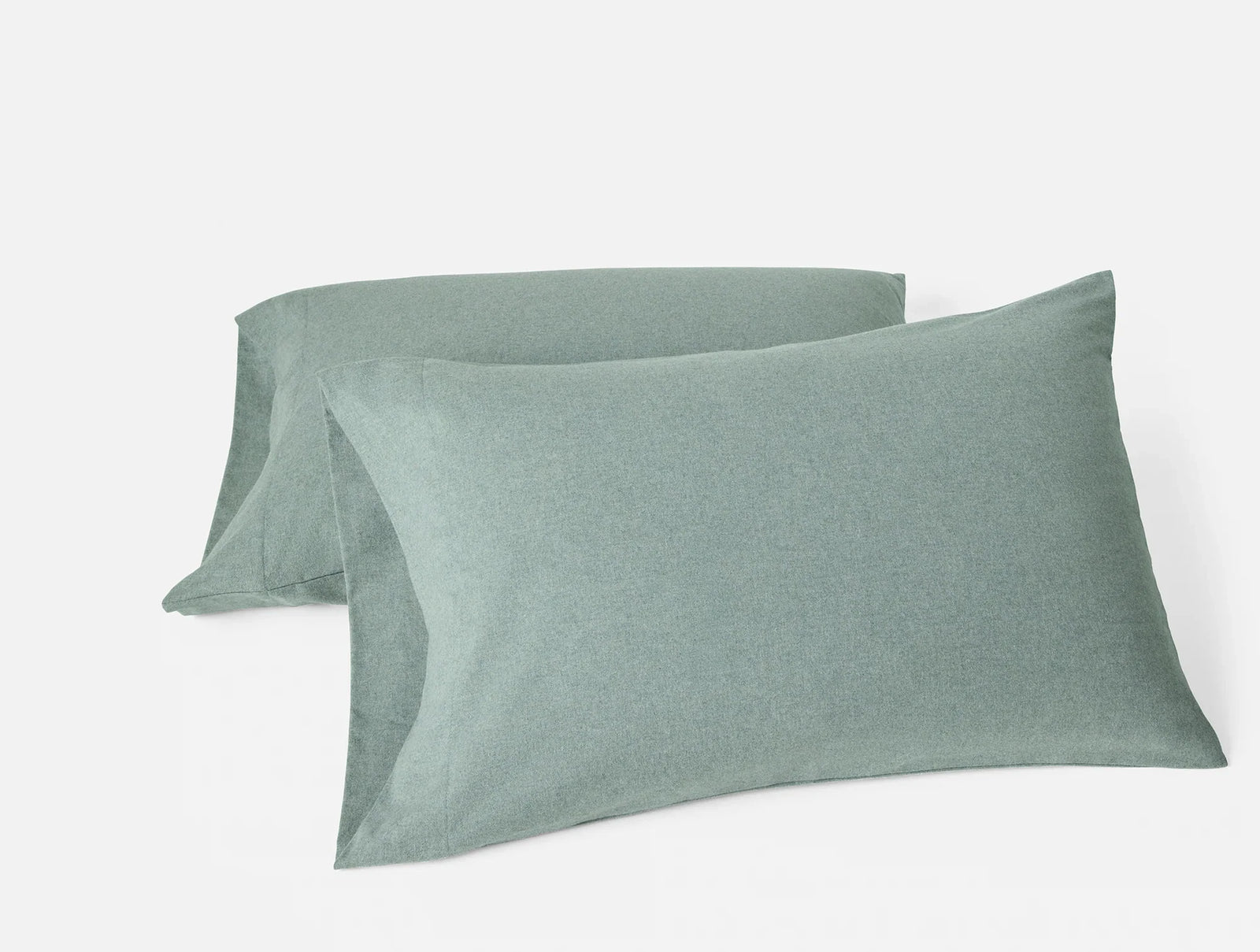 Coyuchi Pillowcase- King Thyme Heather Cloud Brushed Organic Flannel Sheet Set
