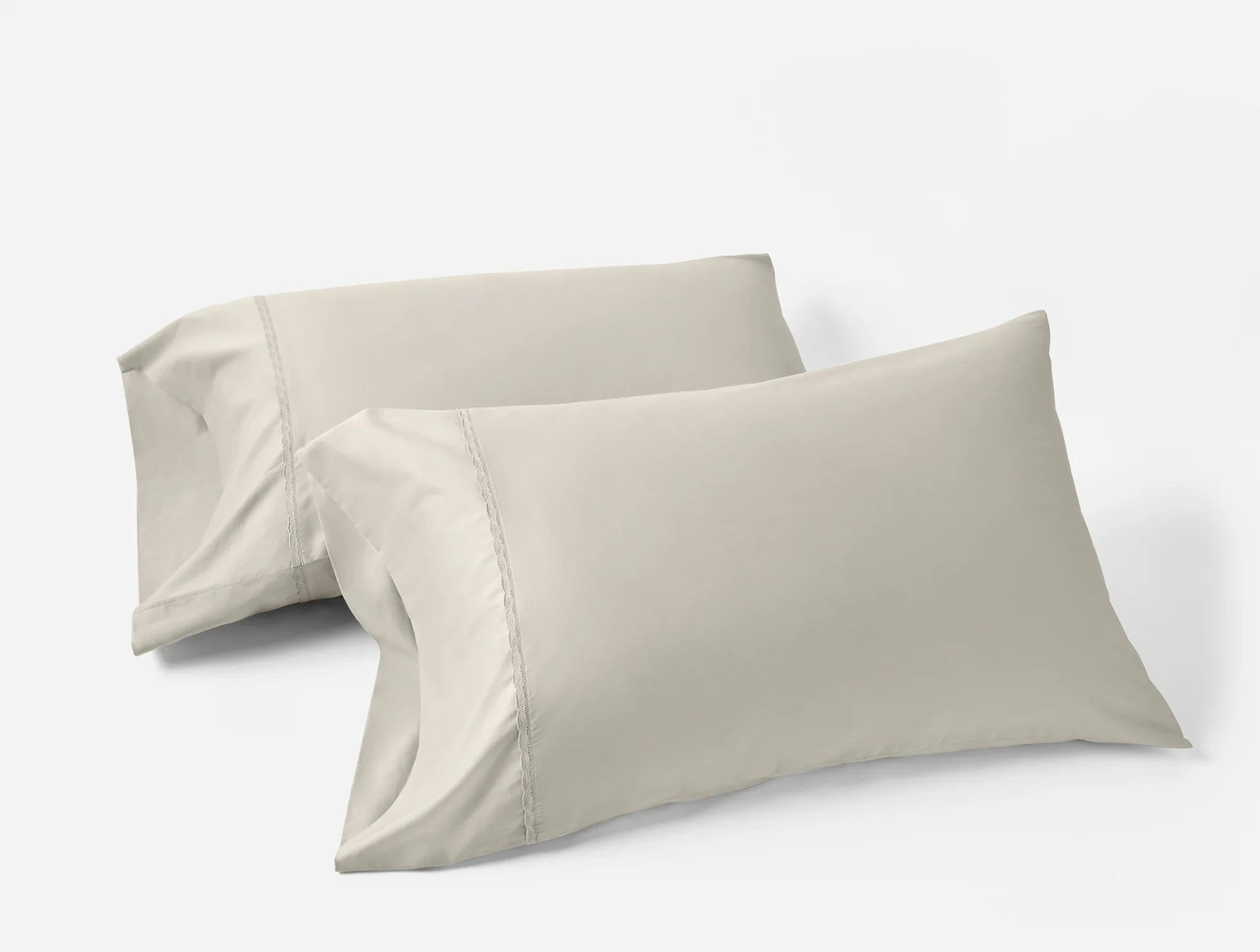 Coyuchi Pillowcase set - Standard Queen Stone Scalloped Cloud Soft Organic Sateen Sheet Set