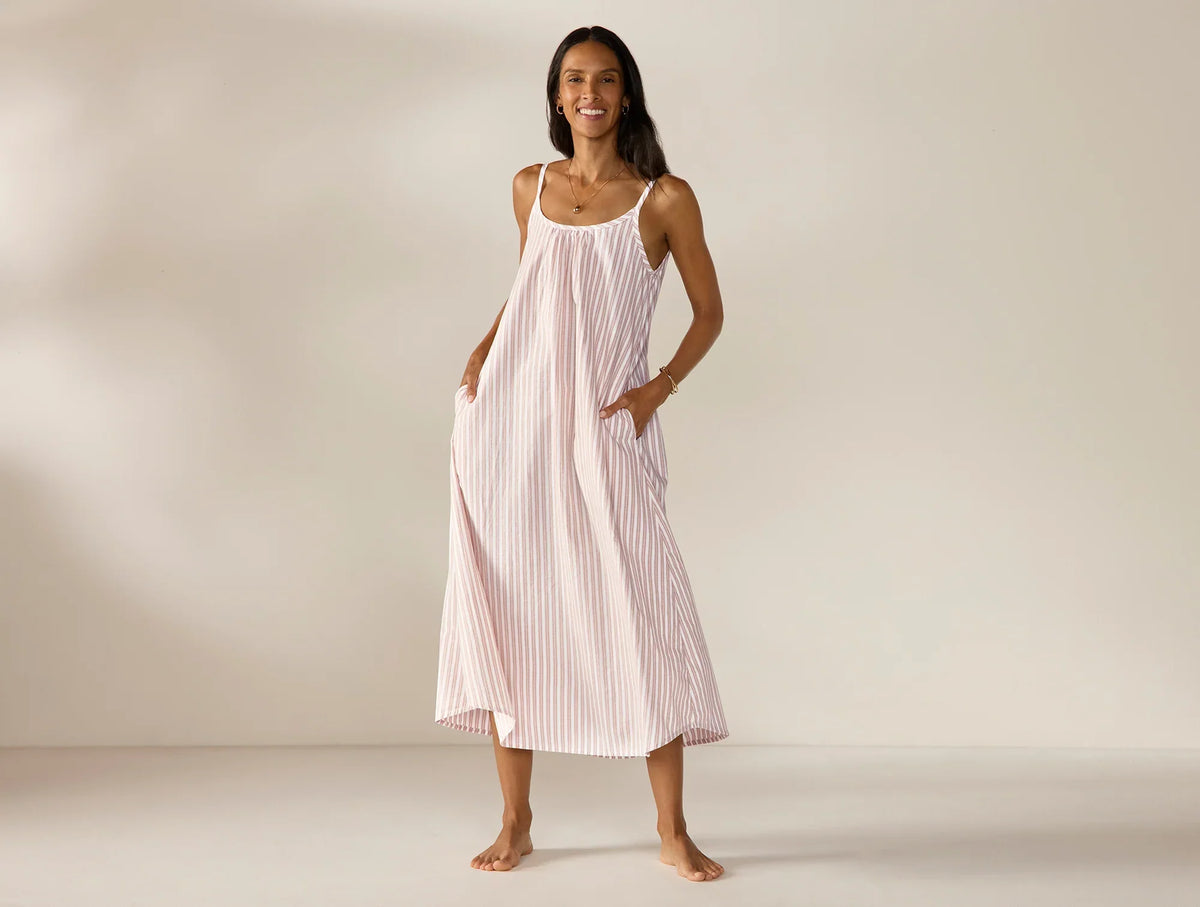 Coyuchi Small Praline Stripe Women’s Isla Organic Cotton Night Dress