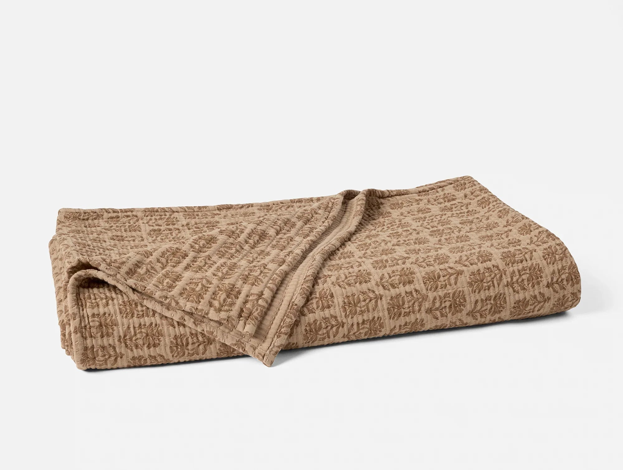 Coyuchi Full Queen Fawn Chrysanthemum Mirada Organic Matelasse Blanket