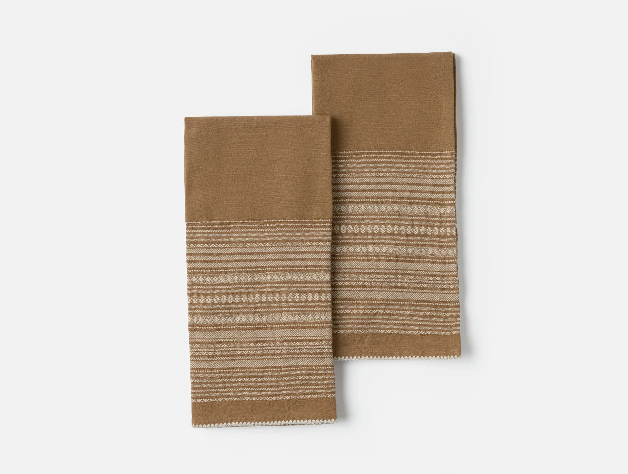 Coyuchi Chestnut w Undyed Oak Organic Hand Towel, Set of 2