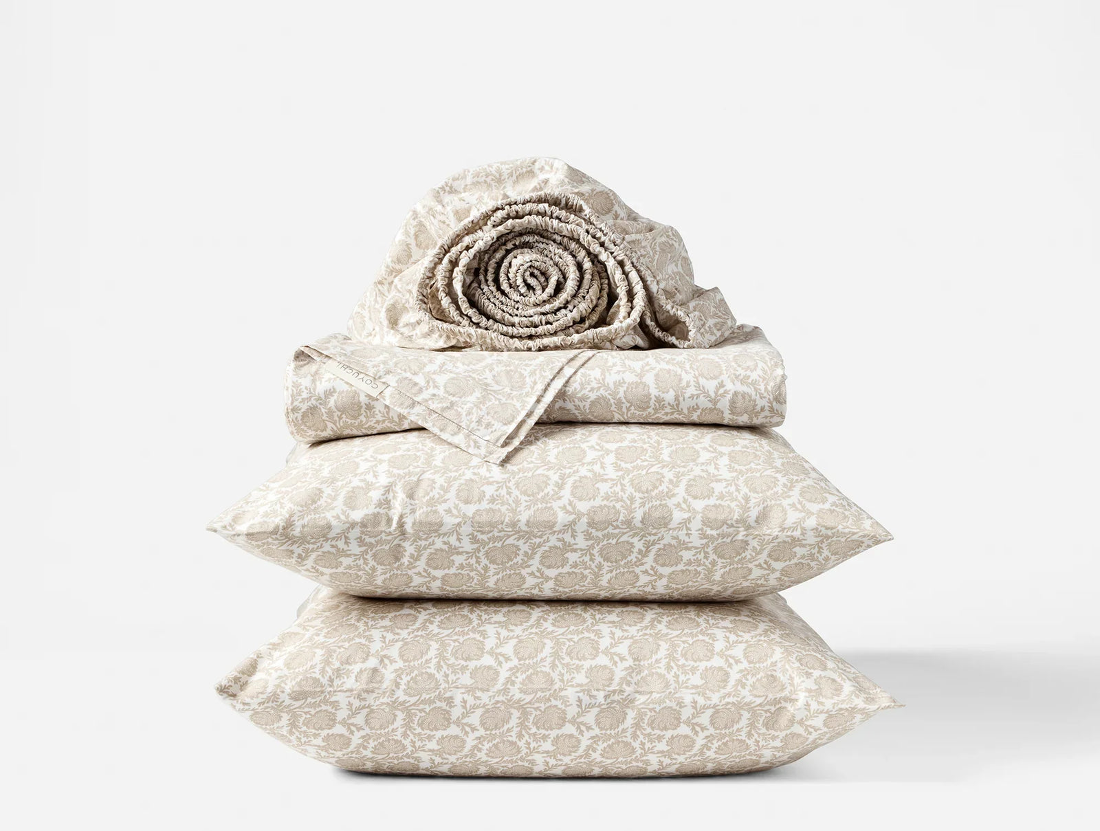 Coyuchi King Shell Robles Organic Print Percale Sheet Set