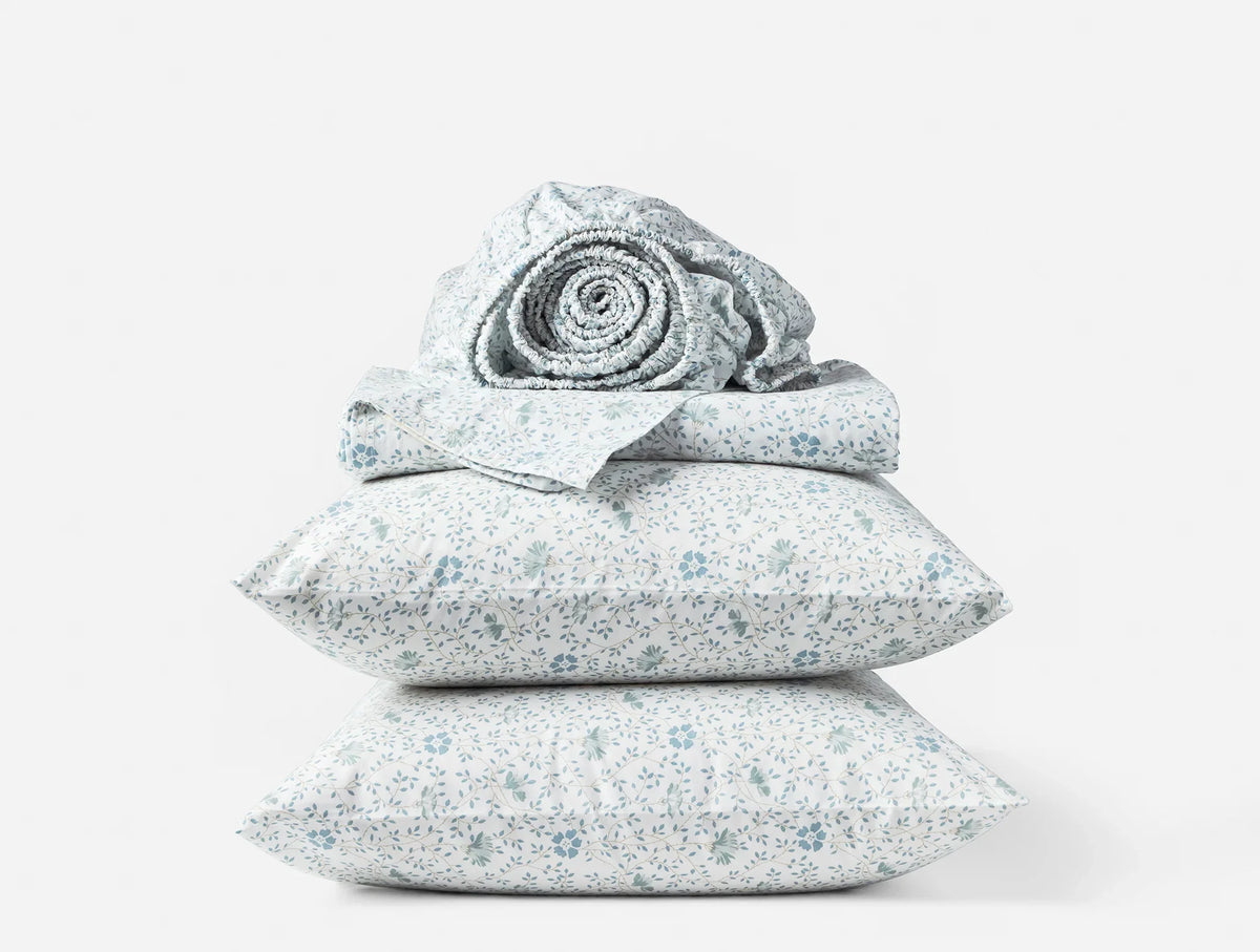 Coyuchi Cal King Tidal Meadow Organic Print Percale Sheet Set