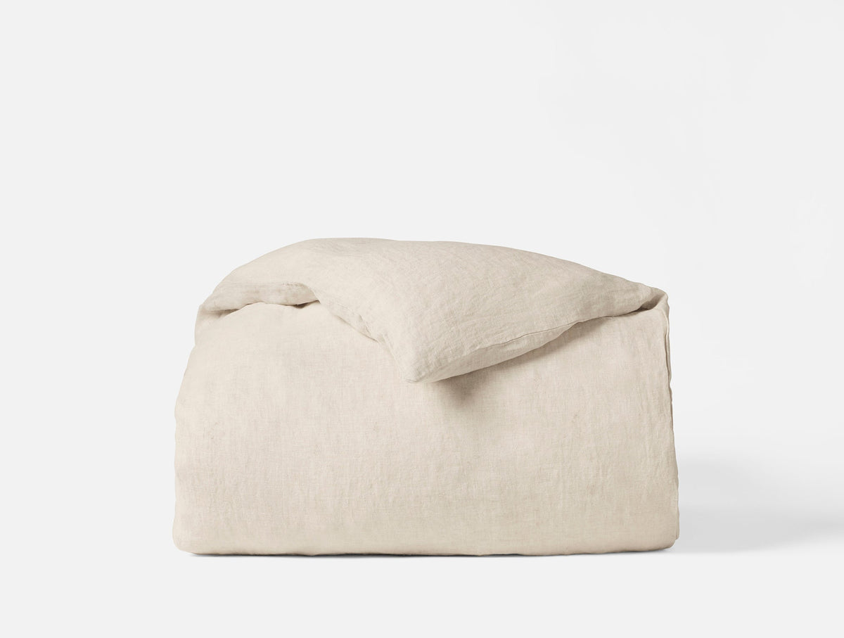 Coyuchi Natural Chambray Organic Relaxed Linen Duvet Cover