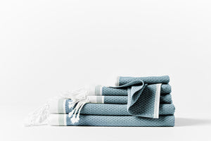 Coyuchi Aquamarine w/Sea Spray Mediterranean Organic Towels