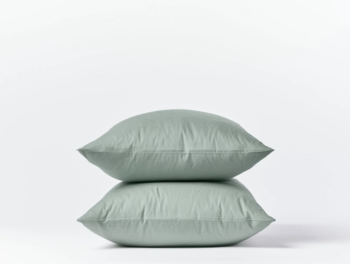 Coyuchi King Pillowcase Set Sage Organic Crinkled Percale Sheet Set